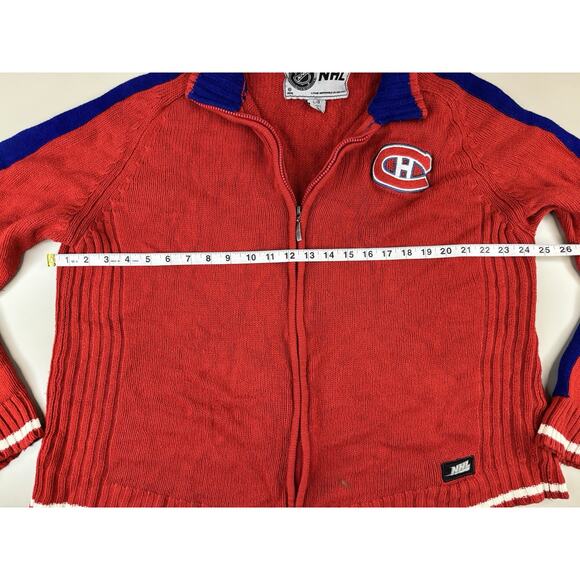 Vintage NHL Montreal Canadiens Knit Zip Up Sweater Mens L Red Full Zip Jacket - Picture 6 of 11